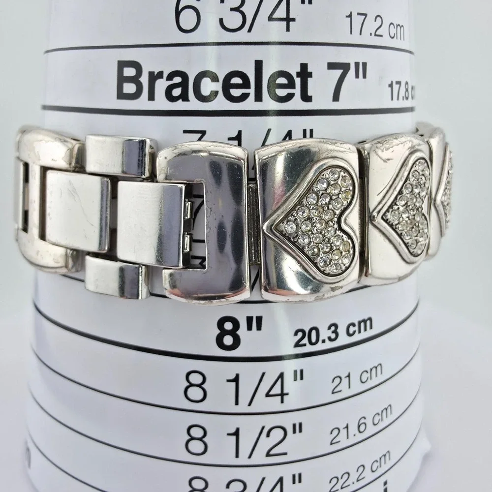 BRIGHTON 'Huntington Beach' Watch SWAROVSKI Crystal Heart Silver Plate 7.75